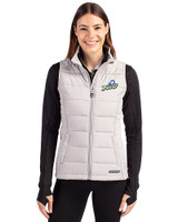 Florida Gulf Coast Eagles Cutter & Buck Evoke Hybrid Softshell Recycled Womens Full Zip Vest CONCRETE Front