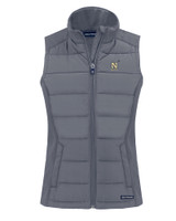Navy Midshipmen Cutter & Buck Evoke Hybrid Softshell Recycled Womens Full Zip Vest EG_MANN_HG 