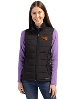 Oregon State Beavers Cutter & Buck Evoke Hybrid Softshell Recycled Womens Full Zip Vest Black Front