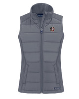 Florida State Seminoles Cutter & Buck Evoke Hybrid Eco Softshell Recycled Womens Full Zip Vest EG_MANN_HG 1