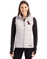 Ole Miss Rebels Cutter & Buck Evoke Hybrid Softshell Recycled Womens Full Zip Vest CONCRETE Front