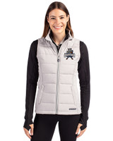 Utah State Aggies College Vault Cutter & Buck Evoke Hybrid Softshell Recycled Womens Full Zip Vest CONCRETE Front