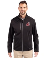 Washington State Cougars Cutter & Buck Evoke Softshell Recycled Full Zip Mens Jacket Black Front