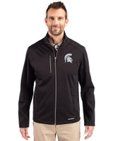 Michigan State Spartans Cutter & Buck Evoke Softshell Recycled Full Zip Mens Jacket Black Front