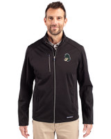 Michigan State Spartans College Vault Cutter & Buck Evoke Softshell Recycled Full Zip Mens Jacket Black Front