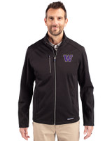 Washington Huskies Cutter & Buck Evoke Softshell Recycled Full Zip Mens Jacket Black Front