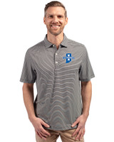Indiana State Sycamores Cutter & Buck Forge Eco Double Stripe Stretch Recycled Mens Big &Tall Polo Black/White Front
