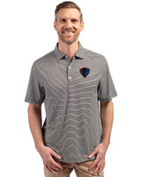 DePaul Blue Demons Cutter & Buck Forge Eco Double Stripe Stretch Recycled Mens Big &Tall Polo Black/White Front