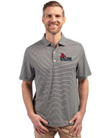 Central Missouri Mules Cutter & Buck Forge Eco Double Stripe Stretch Recycled Mens Big &Tall Polo Black/White Front