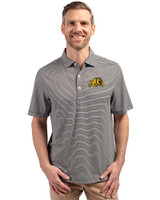 Bowie State Bulldogs Cutter & Buck Forge Eco Double Stripe Stretch Recycled Mens Big &Tall Polo Black/White Front