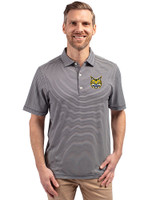 Quinnipiac Bobcats Cutter & Buck Forge Eco Double Stripe Stretch Recycled Mens Big &Tall Polo Navy Blue/White Front