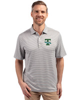 Tulane Green Wave College Vault Cutter & Buck Forge Eco Double Stripe Stretch Recycled Mens Big &Tall Polo Polished/White Front