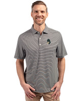 Michigan State Spartans College Vault Cutter & Buck Forge Eco Double Stripe Stretch Recycled Mens Big &Tall Polo Black/White Front
