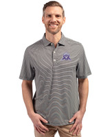Northwestern Wildcats College Vault Cutter & Buck Forge Recycled Double Stripe Four-Way Stretch Mens Big & Tall Polo Black/White Front