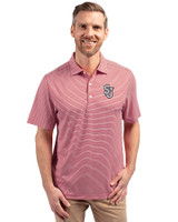 St Johns Red Storm Cutter & Buck Forge Eco Double Stripe Stretch Recycled Mens Polo Cardinal Red/White Front