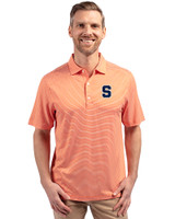 Syracuse Orange Cutter & Buck Forge Eco Double Stripe Stretch Recycled Mens Polo College Orange/White Front