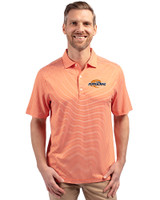 Pepperdine Waves Cutter & Buck Forge Eco Double Stripe Stretch Recycled Mens Polo College Orange/White Front