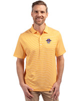 East Carolina (ECU) Pirates College Vault Cutter & Buck Forge Eco Double Stripe Stretch Recycled Mens Polo College Gold/White Front