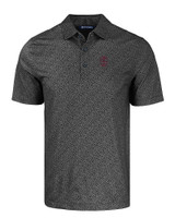 Southern Illinois Salukis College Vault Cutter & Buck Pike Eco Pebble Print Stretch Recycled Mens Polo BL_MANN_HG 