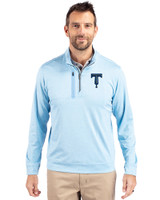 Tulsa Drillers Cutter & Buck Stealth Heathered Quarter Zip Mens Pullover Atlas Light Blue Front