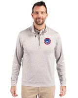 South Bend Cubs Cutter & Buck Stealth Heathered Quarter Zip Mens Pullover Polished Medium Gray Front