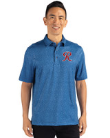 Tacoma Rainiers Cutter & Buck Pike Micro Floral Print Stretch Mens Polo Indigo Front