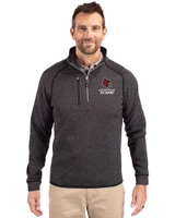 Louisville Cardinals Alumni Cutter & Buck Mainsail Sweater-Knit Mens Big & Tall Half Zip Jacket Charcoal Heather Front
