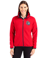San Antonio Missions Cutter & Buck Cascade Eco Fleece Womens Full Zip Jacket Red/Navy Blue Front