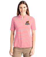 Toledo Mud Hens Cutter & Buck Virtue Eco Pique Stripe Recycled Womens Top Red Front