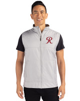 Tacoma Rainiers Cutter & Buck Stealth Hybrid Quilted Mens Windbreaker Vest Polished Medium Gray Front