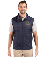 Toledo Mud Hens Cutter & Buck Stealth Hybrid Quilted Mens Windbreaker Vest Liberty Navy Front