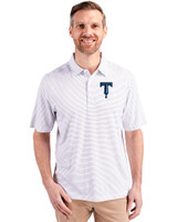 Tulsa Drillers Cutter & Buck Forge Pencil Stripe Stretch Mens Polo White Front