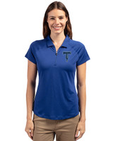 Tulsa Drillers Cutter & Buck Forge Stretch Womens Short Sleeve Polo Tour Blue Front