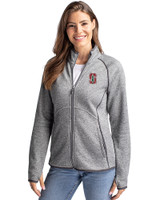 Stanford Cardinal - Cutter & Buck Mainsail Sweater-Knit Womens Full Zip Jacket Polished Heather Front