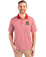 Toledo Mud Hens Cutter & Buck Forge Tonal Stripe Stretch Mens Big and Tall Polo Cardinal Red Front