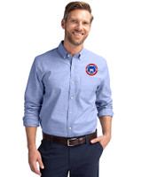 South Bend Cubs Cutter & Buck Stretch Oxford Mens Long Sleeve Dress Shirt French Blue Front
