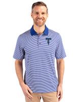 Tulsa Drillers Cutter & Buck Forge Tonal Stripe Stretch Mens Polo Tour Blue Front