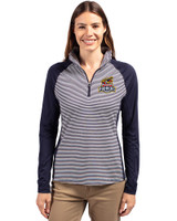 Toledo Mud Hens Cutter & Buck Forge Tonal Stripe Stretch Half Zip Womens Top Liberty Navy Front