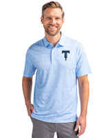 Tulsa Drillers Cutter & Buck Pike Constellation Print Stretch Mens Polo Atlas Light Blue Front