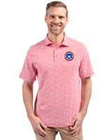South Bend Cubs Cutter & Buck Virtue Recycled Botanical Print Featherlight Pique Mens  Polo Red Front