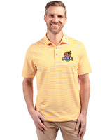 Toledo Mud Hens Cutter & Buck Virtue Eco Pique Stripe Recycled Mens Polo College Gold Front