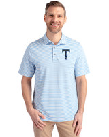 Tulsa Drillers Cutter & Buck Virtue Eco Pique Stripe Recycled Mens Polo Atlas Light Blue Front
