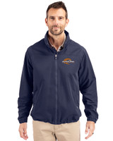 Pepperdine Waves Cutter & Buck Charter Eco Knit Recycled Big & Tall Full-Zip Jacket Navy Blue Front