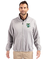 Tulane Green Wave College Vault Cutter & Buck Charter Eco Knit Recycled Big & Tall Full-Zip Jacket Polished Medium Gray Front