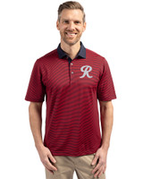 Tacoma Rainiers Cutter & Buck Virtue Eco Pique Micro Stripe Recycled Mens Polo Red/Navy Blue Front