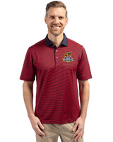 Toledo Mud Hens Cutter & Buck Virtue Eco Pique Micro Stripe Recycled Mens Polo Red/Navy Blue Front