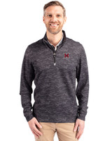 Miami University RedHawks - Cutter & Buck Traverse Stretch Eco Camo Print Quarter Zip Mens Big and Tall Pullover Black Front