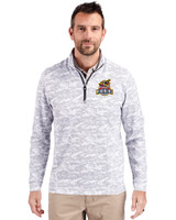Toledo Mud Hens Cutter & Buck Traverse Stretch Eco Camo Print Quarter Zip Mens Big and Tall Pullover Charcoal Front