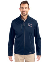 Kansas City Royals Stars & Stripes Cutter & Buck Evoke Recycled Honeycomb Fleece Mens Full Zip Jacket Navy Blue Front