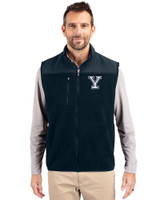 Yale Bulldogs Cutter & Buck Cascade Eco Sherpa Mens Big and Tall Fleece Vest Navy Blue Front